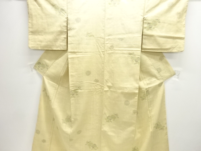 アンティーク　花模様織出し手織り紬着物